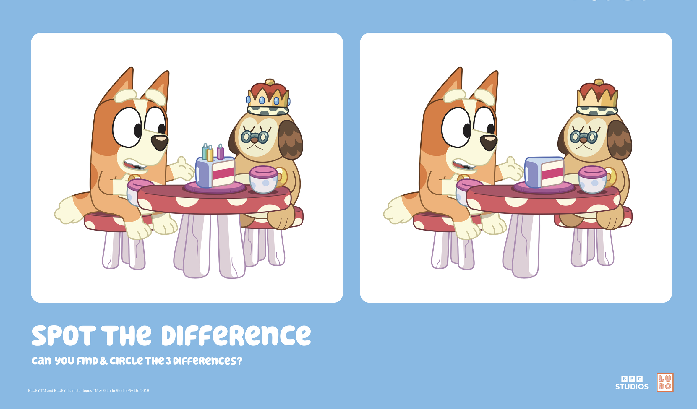 Bluey – Spot the Difference Activity Sheet